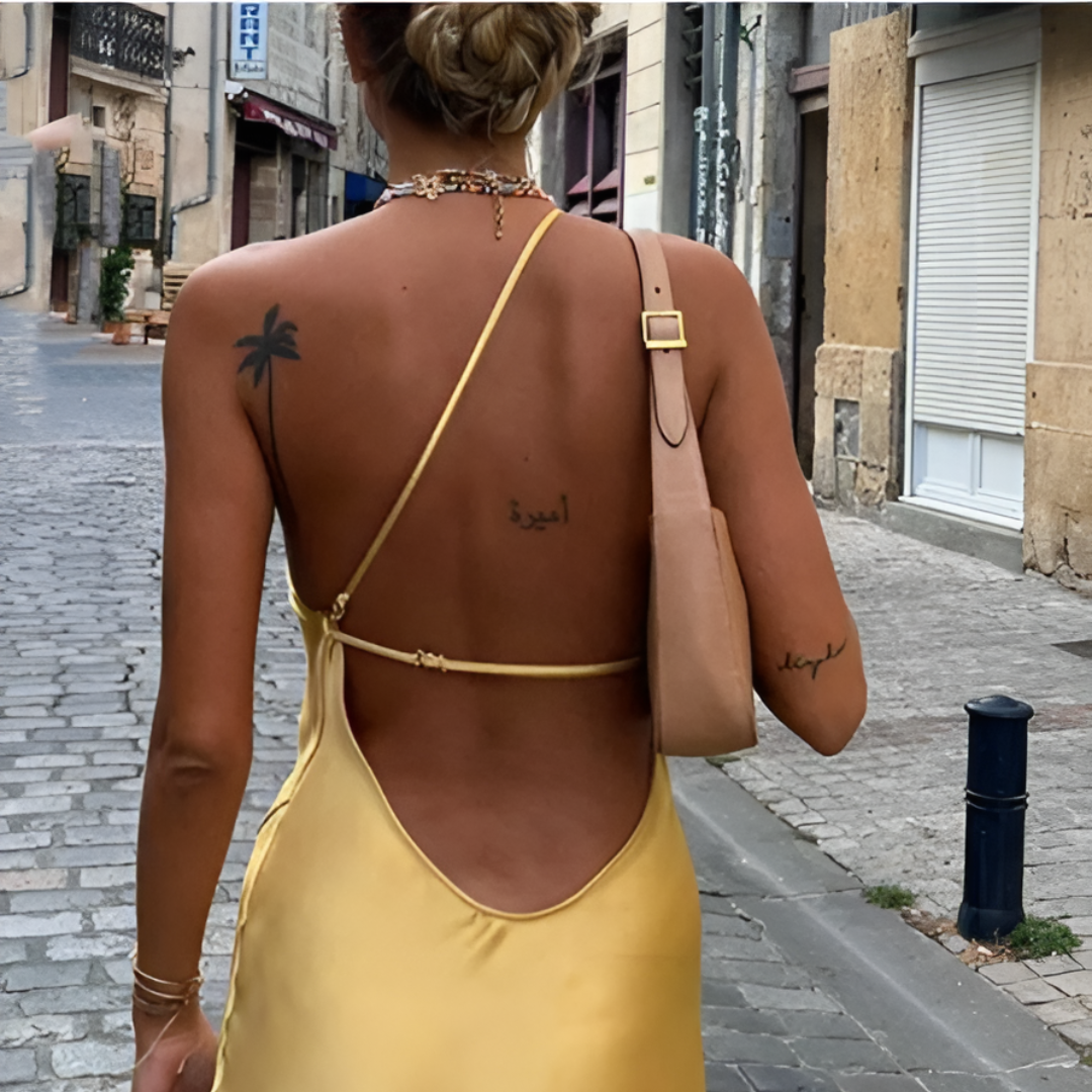 Gelbe Sommerkleid mit Offenem Rücken – Noëlle