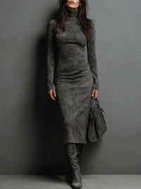 Figure-Hugging Midi Dress With High Neck - Peggy