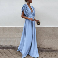 Flowing Evening Dress With Ruffled Sleeves - Hattie