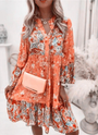 Blumenmuster Midi Kleid mit langen Ärmeln und Knopfleiste – Amelise