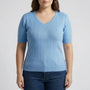 Geripptes Strickshirt Damen V-Ausschnitt - Silvia