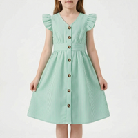 Gestreiftes Sommerkleid Hellblau Mit Flügelärmeln - Aerilys