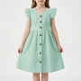 Gestreiftes Sommerkleid Hellblau Mit Flügelärmeln - Aerilys