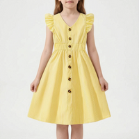 Gestreiftes Sommerkleid Hellblau Mit Flügelärmeln - Aerilys