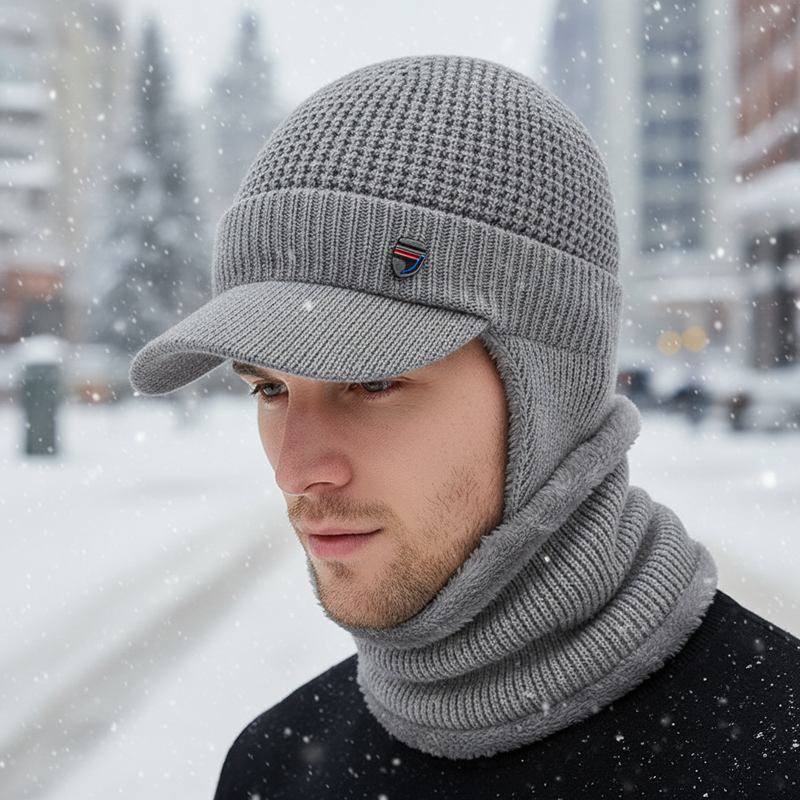 Gestrickte Herrenmütze Mit Schirm - FrostVisor