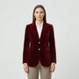 Getailleerde Fluwelen Blazer Met Gouden Knopen - Tamara