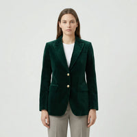 Getailleerde Fluwelen Blazer Met Gouden Knopen - Tamara