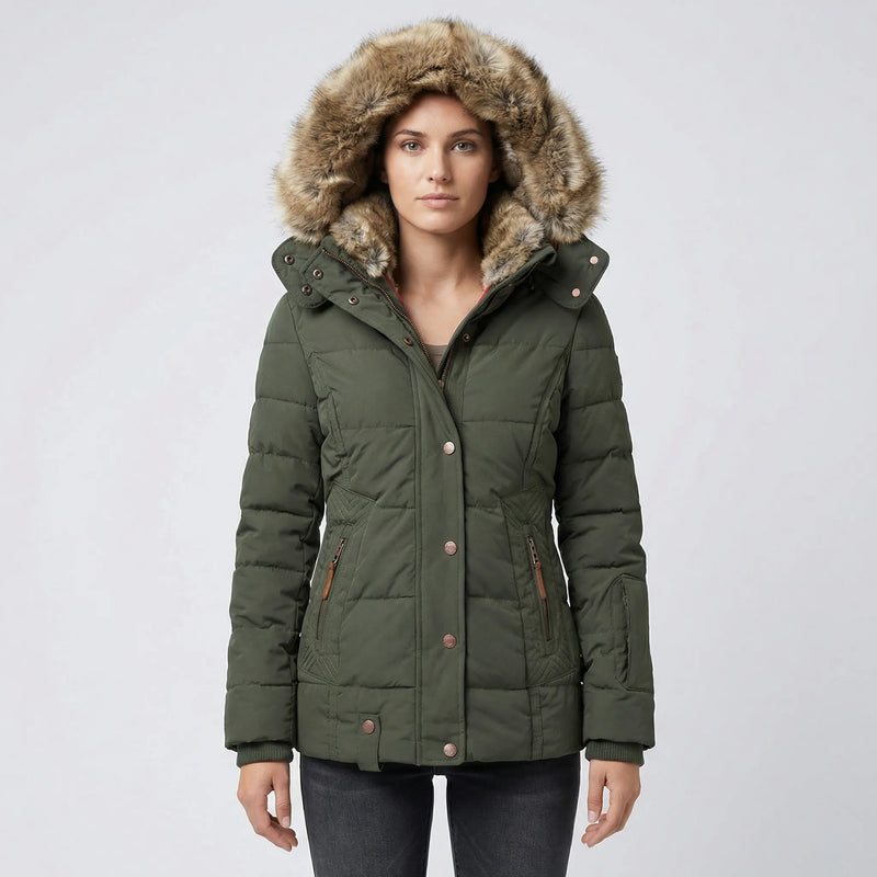 Gevoerde Winterjas Met Bontcapuchon - Sheryl