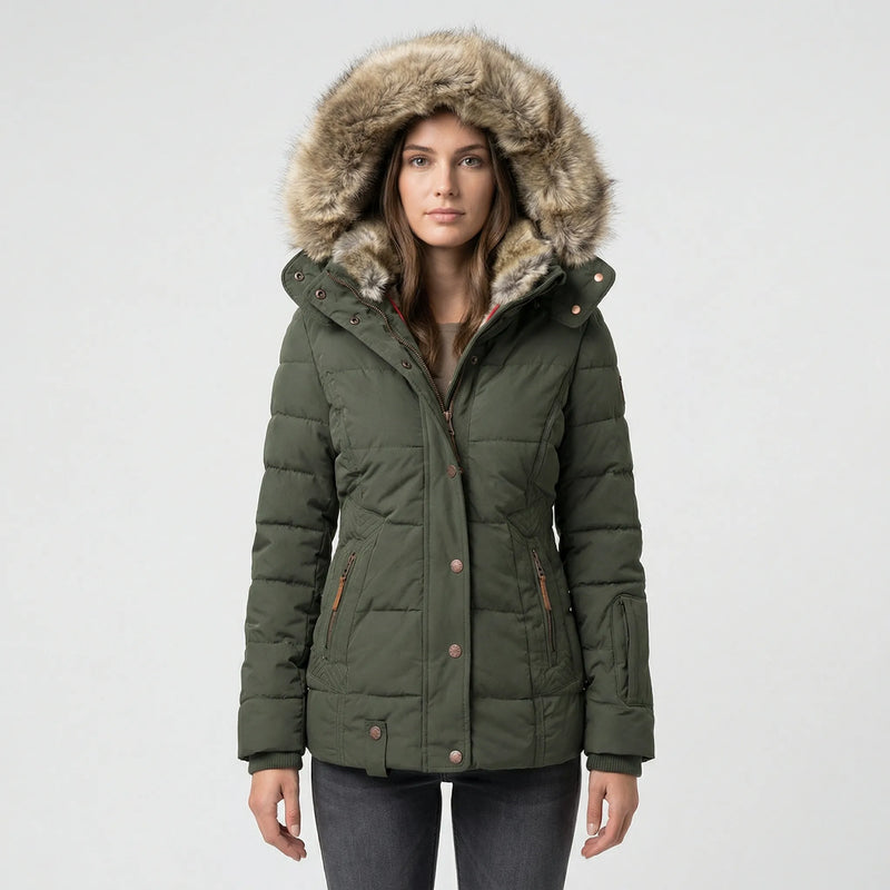 Gevoerde Winterjas Met Bontcapuchon - Sheryl