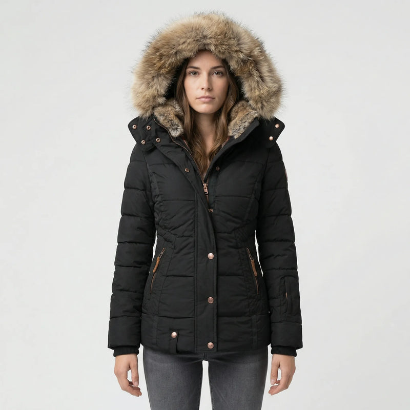 Gevoerde Winterjas Met Bontcapuchon - Sheryl