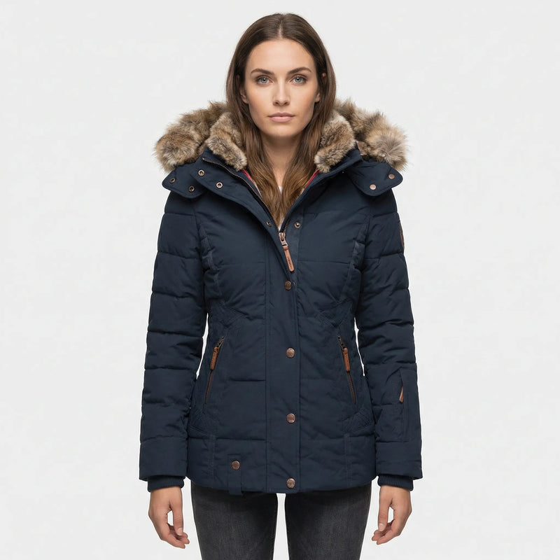 Gevoerde Winterjas Met Bontcapuchon - Sheryl
