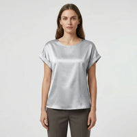 Glossy Short-Sleeve Relaxed Top - Natasha