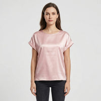 Glossy Short-Sleeve Relaxed Top - Natasha