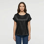 Glossy Short-Sleeve Relaxed Top - Natasha