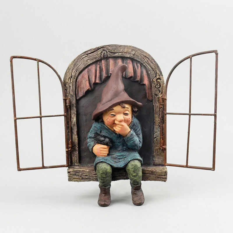Grappige Tuinfiguur Met Raammotief - Gnomelyn