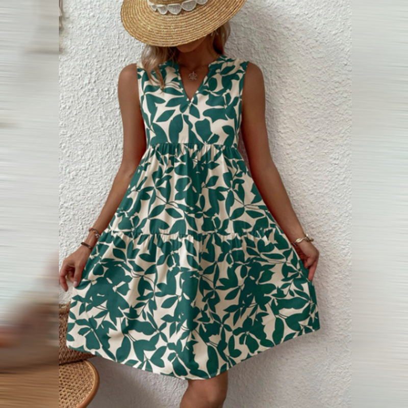 Boho Sommerkleid mit Print und V-Ausschnitt – Yalina