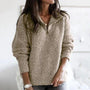 Herbstlicher strukturierter Damen Halbzip-Pullover mit langen Ärmeln – Noelle