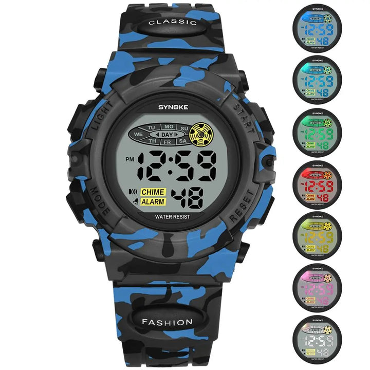 Wasserdichte digitale Kinderarmbanduhr mit LED-Display – Livano