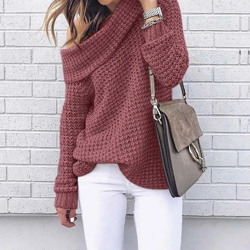 Damen Off-Shoulder Strickpullover – Selina