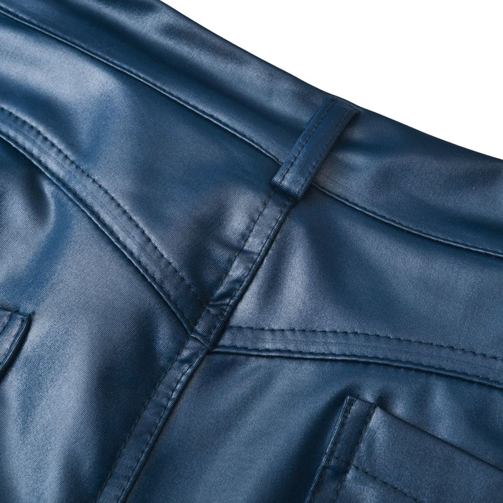 Leder-Stretchhose mit hohem Bund – Raffaela