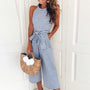Gestreifter Damen Jumpsuit mit Wickelausschnitt – Vivienne