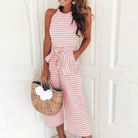 Gestreifter Damen Jumpsuit mit Wickelausschnitt – Vivienne