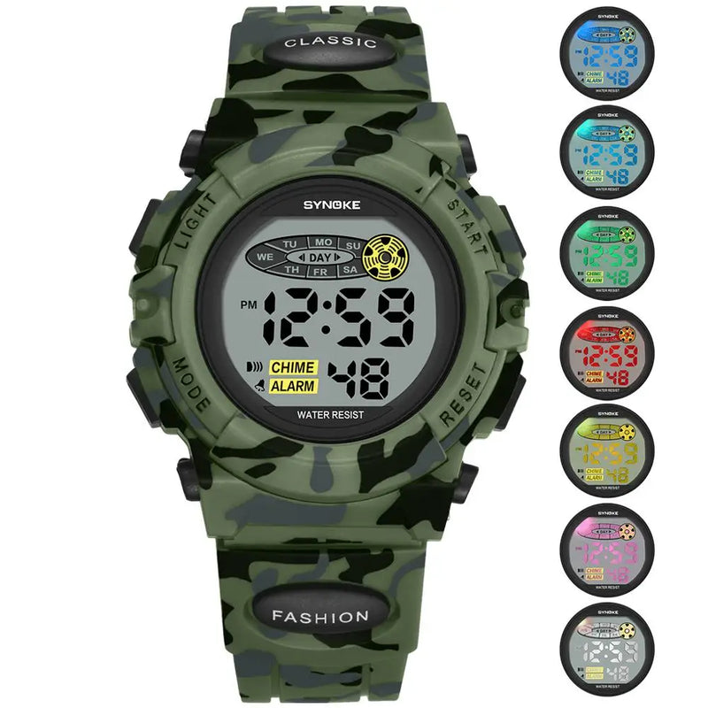 Wasserdichte digitale Kinderarmbanduhr mit LED-Display – Livano