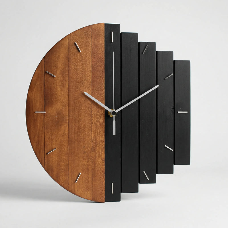Halbrunde Wanduhr Im Lamellen-Design - Timbera