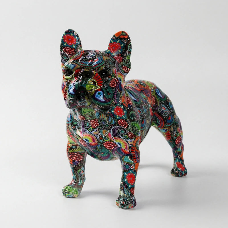 Handbeschilderd Bulldog-Beeldje In Graffitistijl - Frenzzo