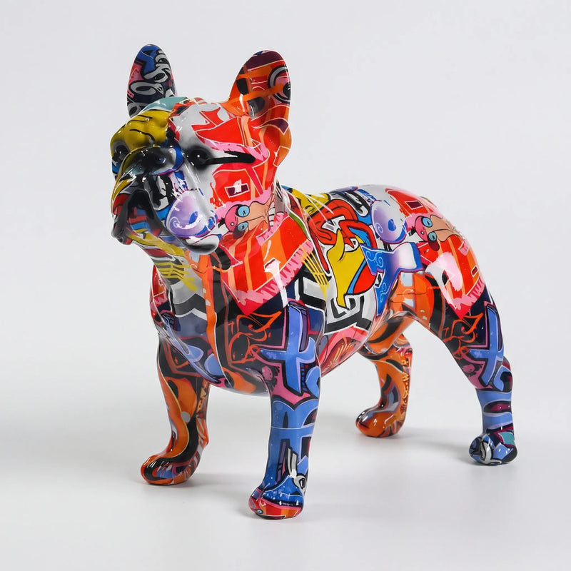 Handbeschilderd Bulldog-Beeldje In Graffitistijl - Frenzzo