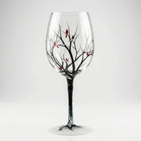 Handbeschilderd Wijnglas Met Natuurmotief - TreeGlass