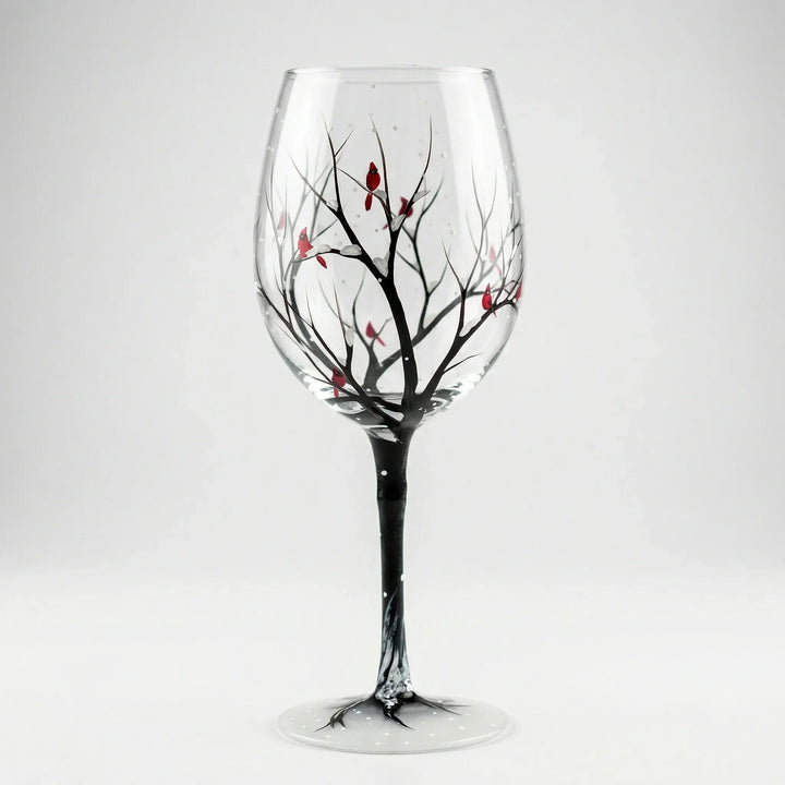 Handbeschilderd Wijnglas Met Natuurmotief - TreeGlass
