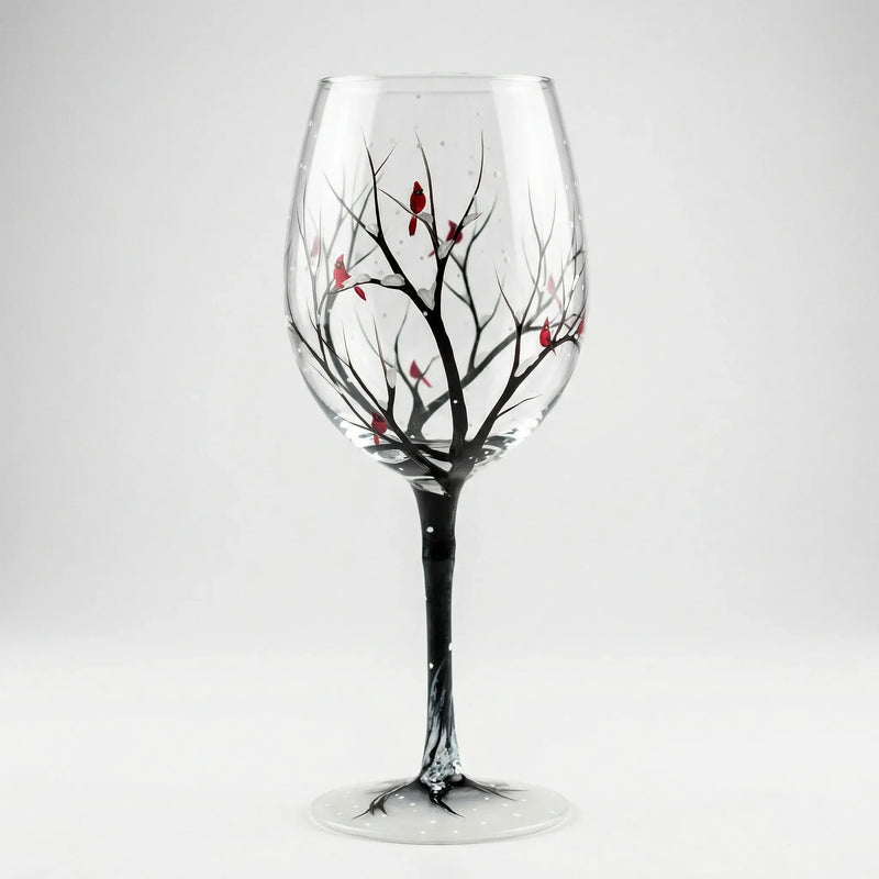 Handbeschilderd Wijnglas Met Natuurmotief - TreeGlass