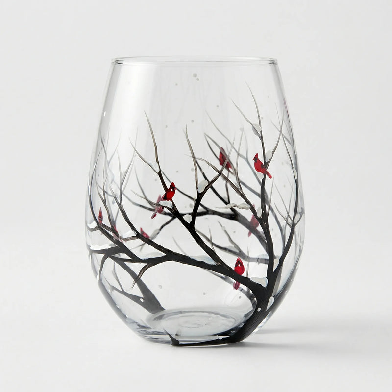 Handbeschilderd Wijnglas Met Natuurmotief - TreeGlass