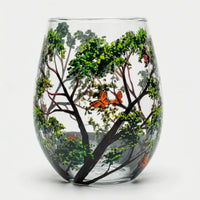 Handbeschilderd Wijnglas Met Natuurmotief - TreeGlass