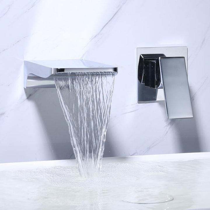 Sensor Wandhahn mit Wasserfallauslauf – Fluxis