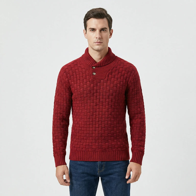 Herrenpullover Mit Schalkragen Und Strickmuster - Lenny