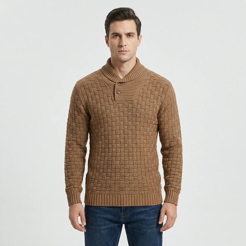 Herrenpullover Mit Schalkragen Und Strickmuster - Lenny