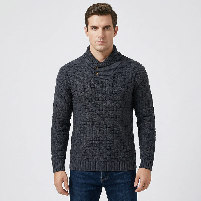 Herrenpullover Mit Schalkragen Und Strickmuster - Lenny