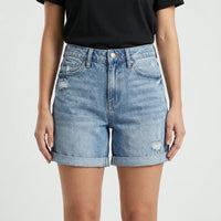Hochgeschnittene Jeansshorts Im Used-Look - Courtney