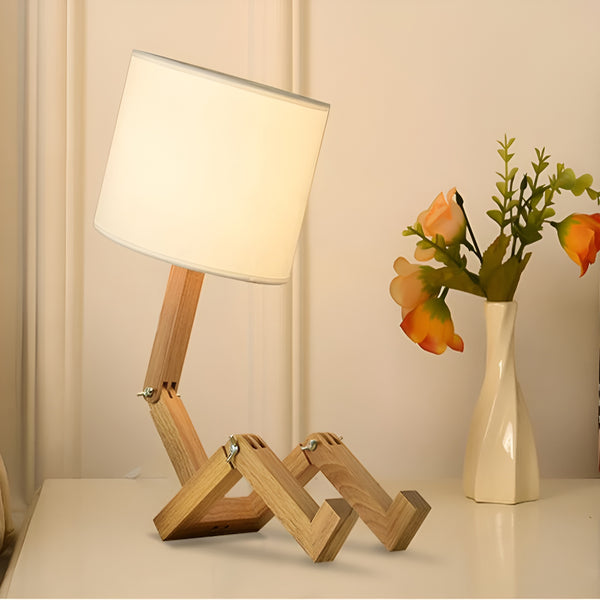 Flexibler Robot Schreibtischlampe aus Massivholz – LumoBot