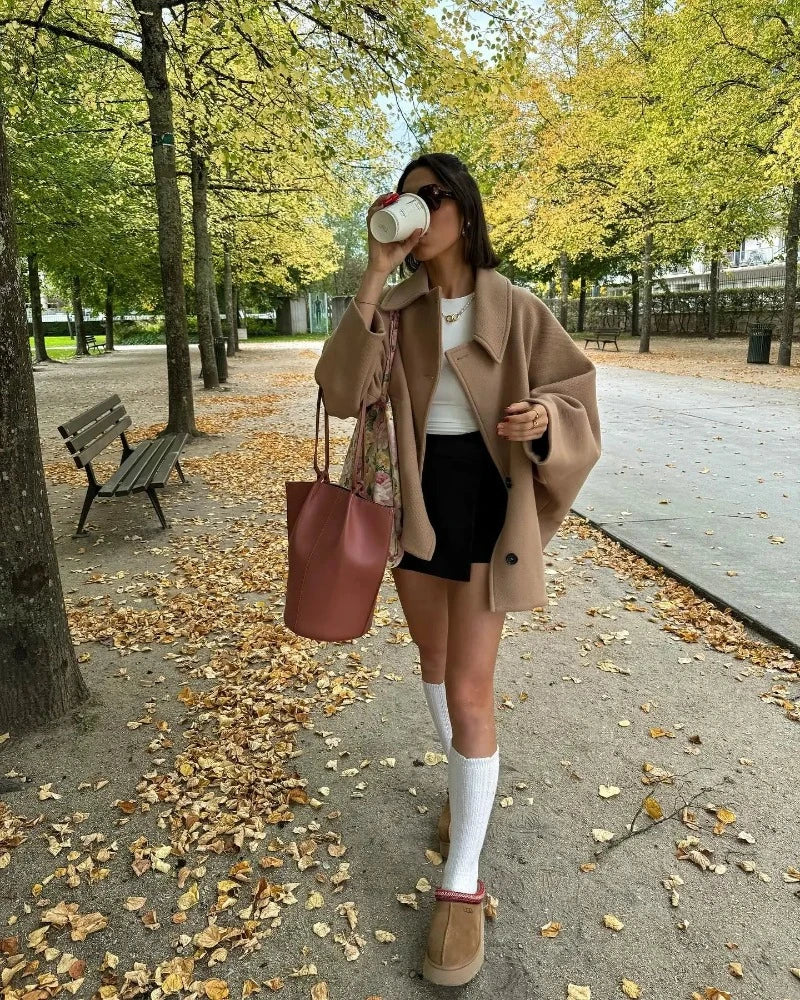 Damen Übergangsjacke im Oversized Look mit Knopfverschluss – Selina