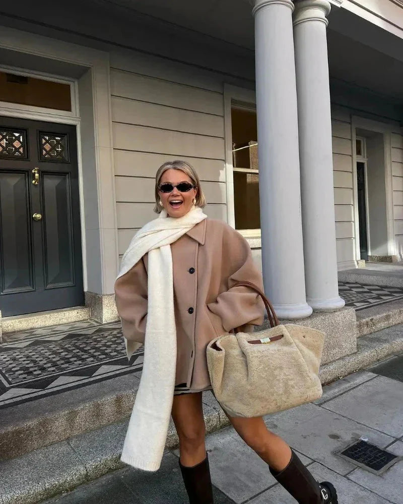 Damen Übergangsjacke im Oversized Look mit Knopfverschluss – Selina