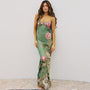 Florales Sommer-Maxikleid mit V-Ausschnitt und Spaghettiträgern - Alina