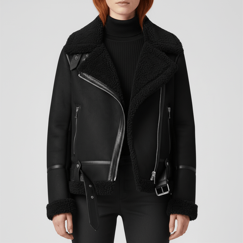 Klassische Lammfell-Inspirierte Jacke - Sophie