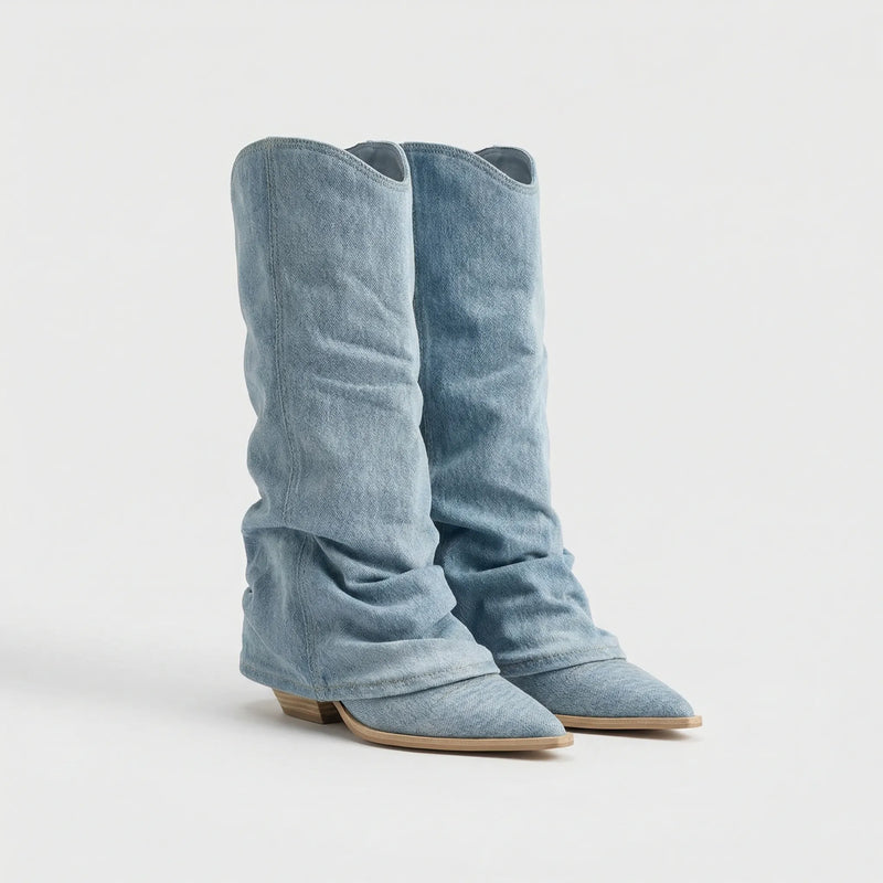 Kniehoher Stiefel Mit Gerafftem Schaft - Lynette