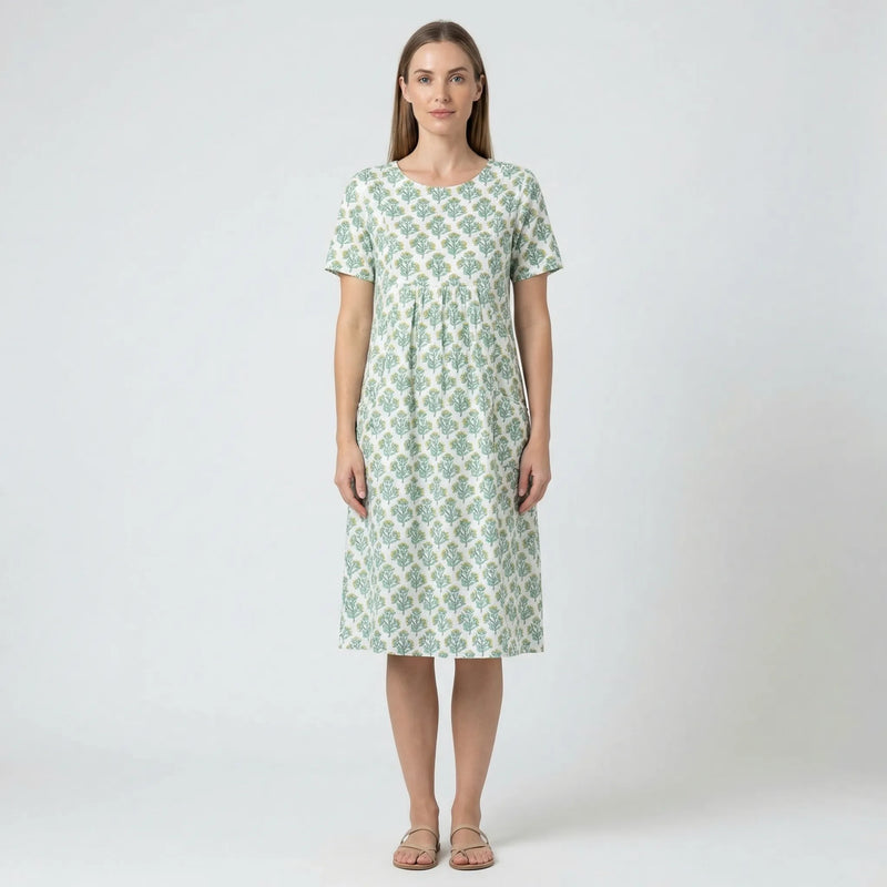 Knielanges Sommerkleid Mit Kurzen Ärmeln - Tamina