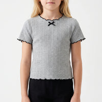 Kurzärmliges Mädchenshirt In Rippoptik - Ribbony