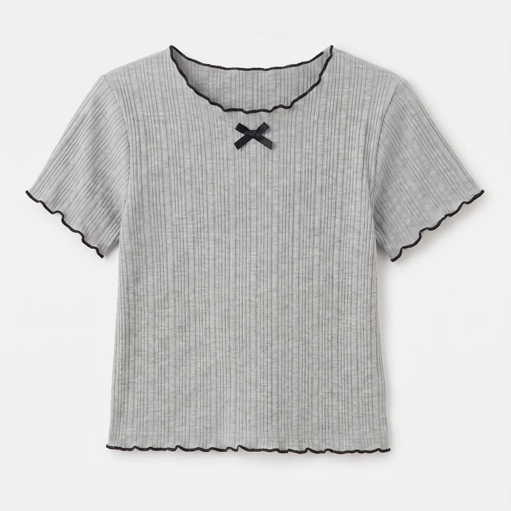 Kurzärmliges Mädchenshirt In Rippoptik - Ribbony