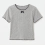 Kurzärmliges Mädchenshirt In Rippoptik - Ribbony